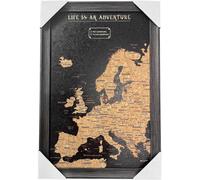 Splosh Travel Map World Black - Cork And Wood Pin Board 54.5 X 37 X 2 Cm 100 Pins