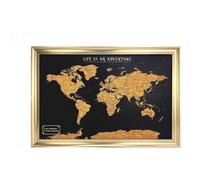 Splosh Travel Map World Black Medium - Cork And Wood Pin Board, 100 Pins.