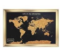 Splosh Travel Map World Framed Cork And Wood Pin Board 54 X 37 X 2 Cm With 100 Pins