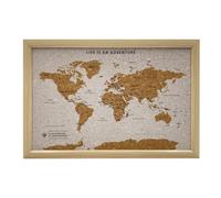 Splosh Travel Map World Pin Cork Board With 100 Pins 54 X 36.5Cm