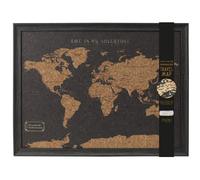 Splosh Travel Map World Pin Cork Board With 100 Pins Black 54 X 36.5Cm