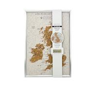 Splosh UK & Ireland Travel Map Pin Board - White Cork with Silver Frame XL Framed Holiday Tracker Bucket List Gift with 100 Push Pins for Marking Past and Future Adventures Desk or Wall 45 x 31 cm