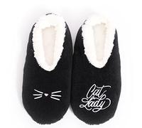 Splosh Women's Black Cat Slippers | Small Fluffy House Shoes for Cat Lovers | Soft Ladies Slippers with Cozy Design & Anti-Slip Sole UK 3 4 5 6 7 8 9