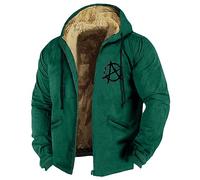 Splrit-MAN Fleece Hoodie Mens Jackets Down Jacket Graphic Print Lined Teddy Bear Hoodies Zipped Hooded With Pockets Thick Thermo Military Lightweight Waterproof Dark Green Xxl