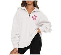 Splrit-MAN Hoodies For Women Uk Half Zip Oversized Sweatshirts White Hoodie Work Quarter Sweatshirt (White, M)