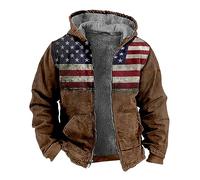 Splrit-MAN Jackets For Men Uk Patterned Print Fleece Lining Winter Jackets Zipped Hoodies With Pockets Thick Warm Military Jackets Basic Outdoor Jackets Sherpa Hoodie