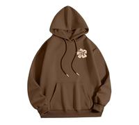 Splrit-MAN Kids Hoodie Jumper Oversized Women White Pink Palm Puff (Brown, S)