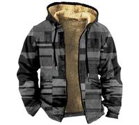 Splrit-MAN Leather Jackets For Men Uk Mens Waterproof Bomber Patterned Print Fleece Lining Winter Zipped Hoodies With Pockets Thick Thermo Military (Gray, L)