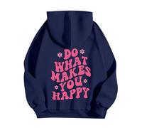 Splrit-MAN Oversized Crochet Jumper Placed By Me Women Cute Anime Hoodies Pink Palm Puff Hoodie (Navy, S)