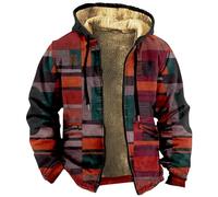 Splrit-MAN Red Bear Men's Waterproof Graphic Print Fleece Lined Teddy Hoodie With Pockets - Thick Thermo Military Padded Jacket Zipped (Red, XXL)