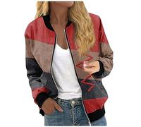 Splrit-MAN Sequin Jacket Coats For Women Uk Women'S Coats, Jackets & Gilets Pattern Printed Crew Neck Bomber With Pockets Zip Up Running Lightweight Motorbike Womens Leather (Red M)