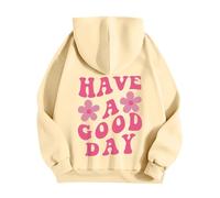 Splrit-MAN Sweatshirts For Women Uk Oversized Jumper Sweatshirt Cute Tops Teen Girls Hoodie Pink Palm Puff (Yellow, 3Xl)