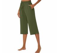 Splrit-MAN Temu Clothes Ladies Cropped Trousers Walking For Women Pull On Uk Wide Leg Joggers (Army Green, Xl)
