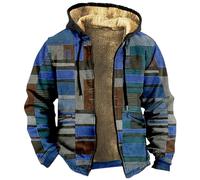 Splrit-MAN Winter Jacket Men Jackets For Down Graphic Print Fleece Lined Full Zip Up Combat With Pockets Thick Thermo Army Yellow (Blue, M)