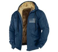 Splrit-MAN Winter Jackets For Men Patterned Print Fleece Lining Full Zip Up Combat Jacket Sherpa Jacket