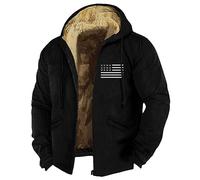 Splrit-MAN Winter Jackets For Men Patterned Print Fleece Lining Full Zip Up Combat Jacket With Pockets Thick Thermo Army Basic Outdoor Sherpa