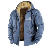Splrit-MAN Winter Jackets for Men - Patterned Print, Full Zip Combat Jacket with Pockets, Thick Thermo Fleece Lining