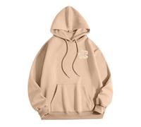 Splrit-MAN Women's Sweatshirt Hoodie - White Tracksuit Essentials, Cute Fox Design, Size 12, Pink Palm Puff (Khaki, S)