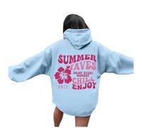 Splrit-MAN Zip Hoodie Pct-Off 5-7 White Hoodies For Women Ladies Oversized Pink Palm Puff (Light Blue, S)