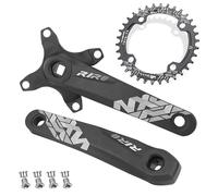 splumzer Mountain Bike 170mm Square Crankset with 104 BCD 32/34/36/38T Chainring, Aluminum Alloy MTB Crank Narrow Wide CNC Round Chainring Bolts (34T)