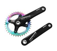splumzer Road Bike Crank, Mountain Bike 170mm Square Crankset with 104 BCD 32/34/36/38T Chainring, Aluminum Alloy MTB Crank Narrow Wide CNC Round Chainring Bolts (Colorful, 32T)