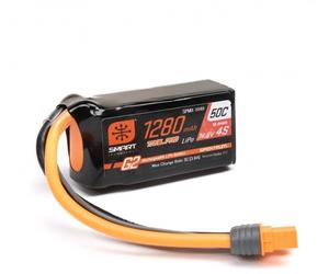 SPM 14.8V 1280mAh 4S 50C Smart G2 Trail Pro LiPo Battery: IC3 O-SPMX-1048