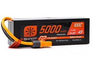 SPM 14.8V 5000mAh 4S 100C Smart G2 Hardcase LiPo Battery: IC5 O-SPMX54S100H5
