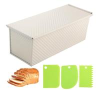 Spmarkt Premium Beige 13-inch Pullman Loaf Pan with Lid, 2.2 lb Sandwich Loaf Pan for Homemade Bread, PFTE and PFOA-Free Non-Stick Rectangle Bread Pan, Safe and Healthy, Easy to Clean