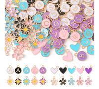SPMatrix 160PCS Mixed Letter Charms for Jewelry Making,Assorted Alphabet Charm DIY Bracelet,Earring,Necklace,Keychain,Teen Girls Craft Lover Gift - 130PCS A to Z Initial Charm, 20 Flower and 10 Heart