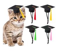 SPMatrix 4 PCS Mini Graduation Caps,Grad Cap Decorations,Pet Graduation Cap,Small Animal Bachelor Hat,Grad Photo Props,Mini Party Hats for Cats Dogs Hamsters Guinea Rabbits Birds