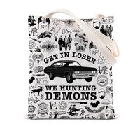 SPN TV Show Merchandise Tote Bag Winchester Brothers Canvas Bag Natural Movie Gift Demon Hunter Gift IDJIT Gift Crime Show Gift (Demons Tote)