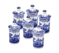 Spode 1389542 Blue Italian Spice Jar, Set of 6