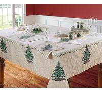 Spode Avanti Linens - Table Cloth, Jacquard Woven Fabric, Rectangular Tablecloth, Kitchen Décor, 60" x 144" Christmas Tree Green