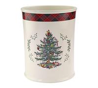 Spode Avanti Linens Waste Basket, Decorative Trash Can, Guest Bathroom Essentials, Holiday Home Decor Christmas Tree Tartan Collection