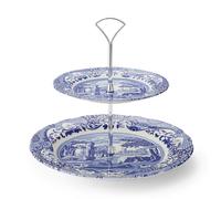 Portmeirion Home & Gifts Blue Italian 2 tier cake stand, Blue & White