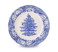 Spode Blue Italian Christmas Tree Dinner Plate - 10.6" Fine Earthenware Holiday Dish with Blue & White Imari Border - Festive Dining Collection for Holiday Meals, Microwave & Dishwasher Safe