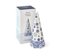 Spode Blue Italian Medium Decorative Cone Ornament - Christmas Topiary 10" Porcelain, Elegant Home Decor Accent for Tables, Mantels, Shelves, or Holiday Displays