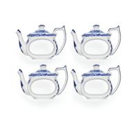 Spode Blue Italian Teapot Napkin Rings Set of 4, Ceramic Napkin Rings, 2.5-Inch Blue and White Designed Napkin Holder for Entertaining, Table Decorations, or Gift