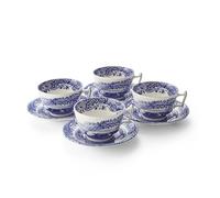 Spode Blue Italian Teacup and Saucer, Set of 4