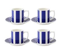 Spode Bold Steccato 3oz Espresso Cup & Saucer Set - Decorative Striped Design - Elegant Hot Beverage Demitasse for Coffee - Brunch Table Drinkware - Collector’s Earthenware Set