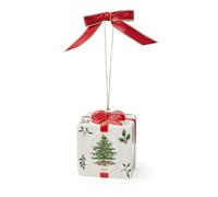 Spode Box Ornament 2025 - Hand Painted Dolomite Christmas Ornament with Printed Year, Gift Box Figurine Holiday Decor, Collectible Tree Decoration for Seasonal Display