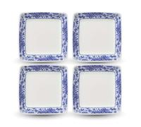 Spode Brocato 3" Square Dishes (Set of 4), Blue Italian Design | Made of Porcelain | Dishwasher and Microwave Safe | Dipping Dishes for Sauce, Snacks, Appetizers | Kitchenware & Dinnerware Décor