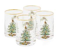 Set of 4 Christmas Tree Old Fashioned Glasses Transparent