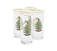 Spode Christmas Tree 15 Ounce Highball Glasses, Set of 4 (Crystal Clear,4 Count (Pack of 1))