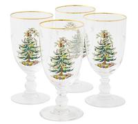 Spode Christmas Tree 16-Ounce Pedestal Goblets (Clear,4 Count (Pack of 1))