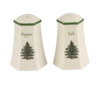 Spode Christmas Tree Collection Hexagonal Salt and Pepper Shaker, Measures 3.75-Inches, Holiday Kitchen and Table Shaker Set, Festive Home Décor, Made of Porcelain