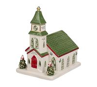 Spode - Christmas Tree Collection Miniature Christmas Village Church, Figural Decoration, LED, Measures at 6.5", Made of Dolomite