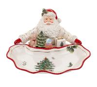 Spode christmas Tree gold collection, Figural Santa Dish, gold, Holiday DAcor, Decoration for Mantel, candy Bowl, Made of Fine Earthenware, 1225-Inch