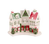 Spode Christmas Tree Miniature Village Figural Decoration - LED Lighted Set, Ceramic Holiday Decor - Dolomite Collectible for Indoor Display (Shoppes)