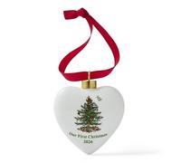 Spode Christmas Tree Puffed Heart "Our First Christmas" 10cm Ornament 2026